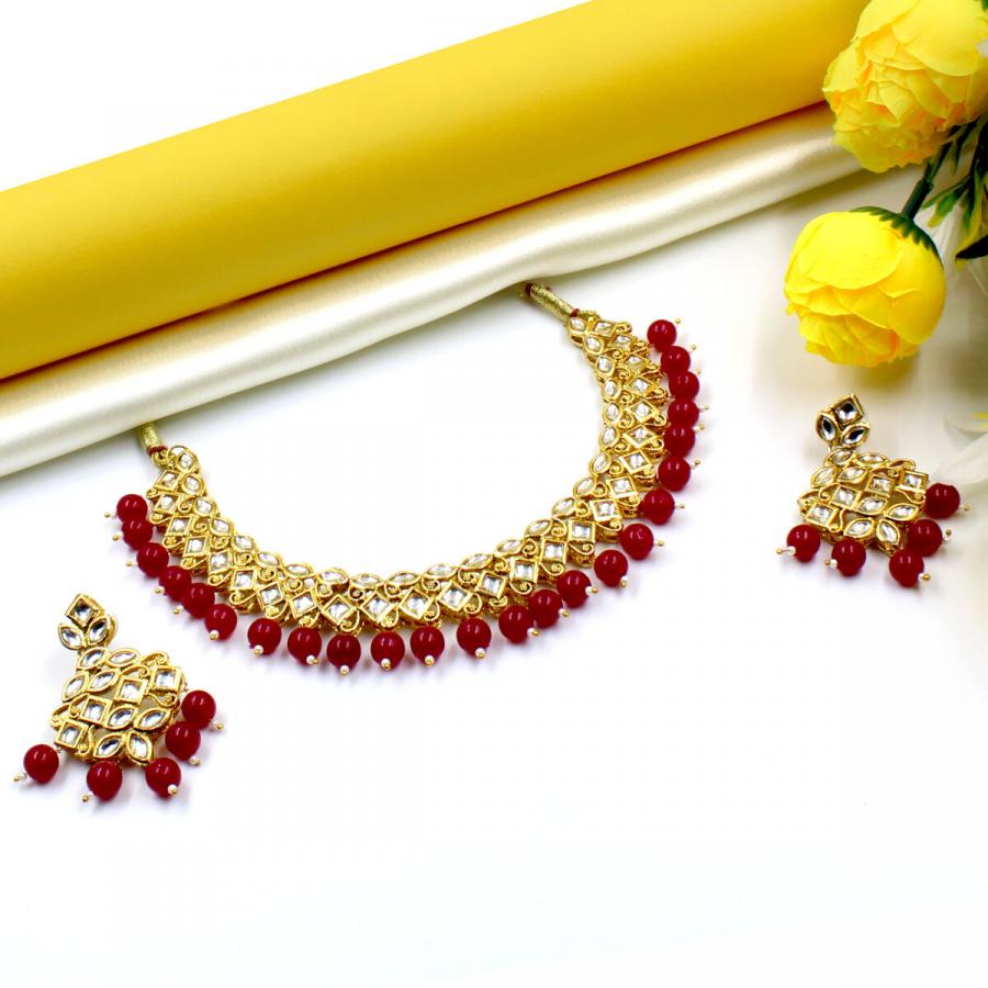 Dazzling Kundan Crystal Beads Choker