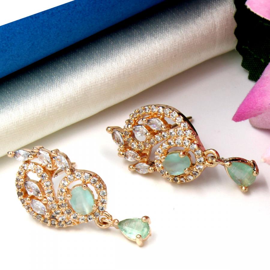 Orlenna Glitter American Diamond Earrings - Rose Gold