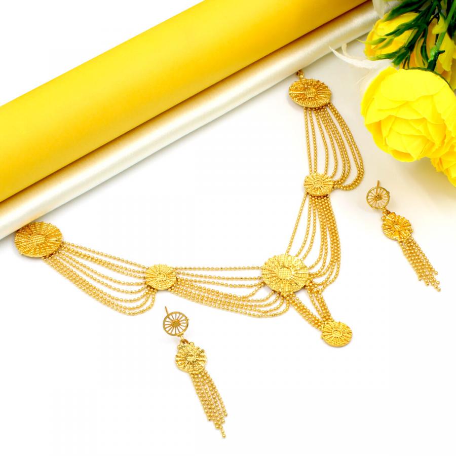 Orlenna Traditional Gold Plated Short Necklace Set