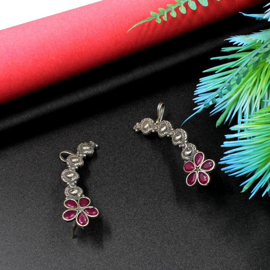 Orlenna Stylish Oxidized Crystal Beads Earring