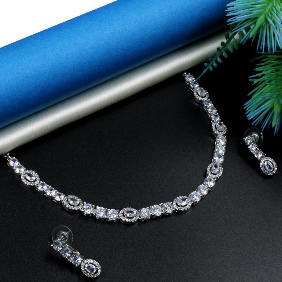 Exclusive American Diamond Necklace Set Short