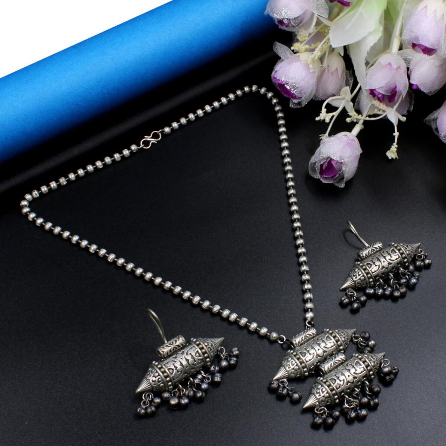 Orlenna stylish Oxidized Necklace Set Long