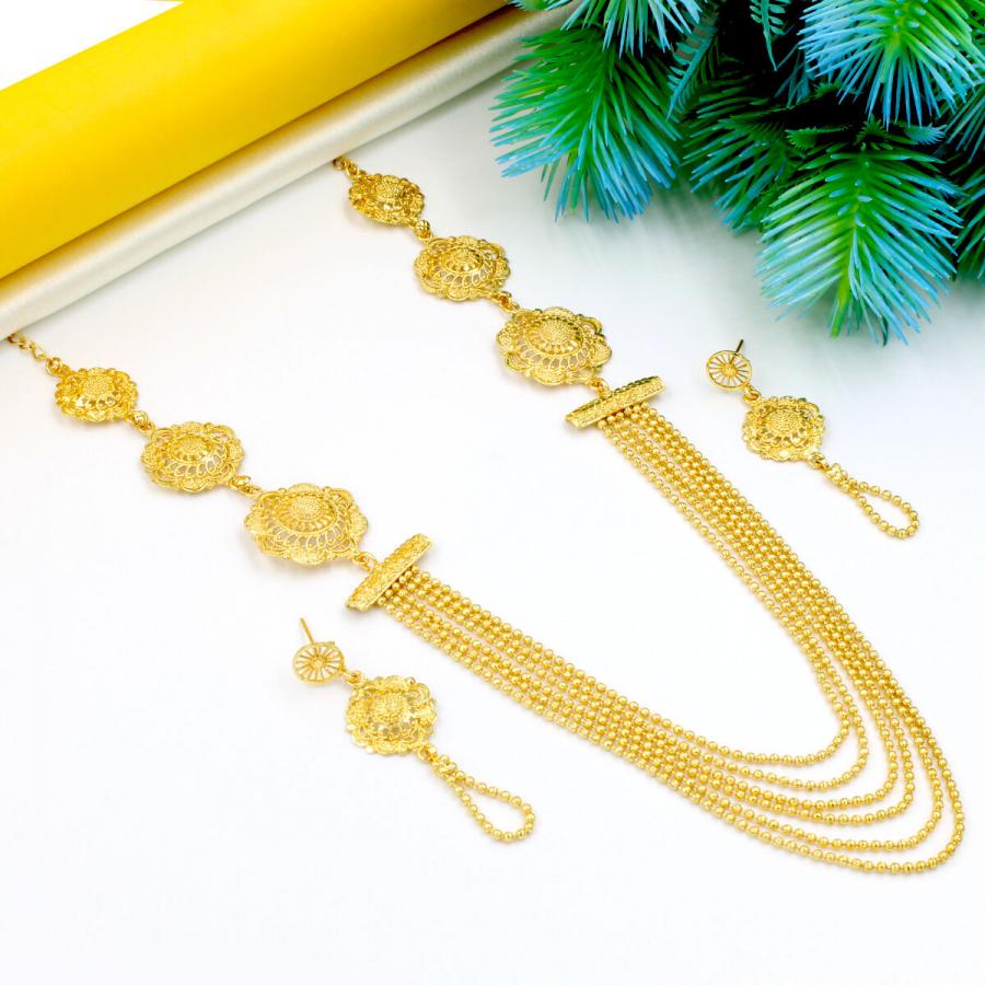 Traditional Gold Plated Long Necklace Set