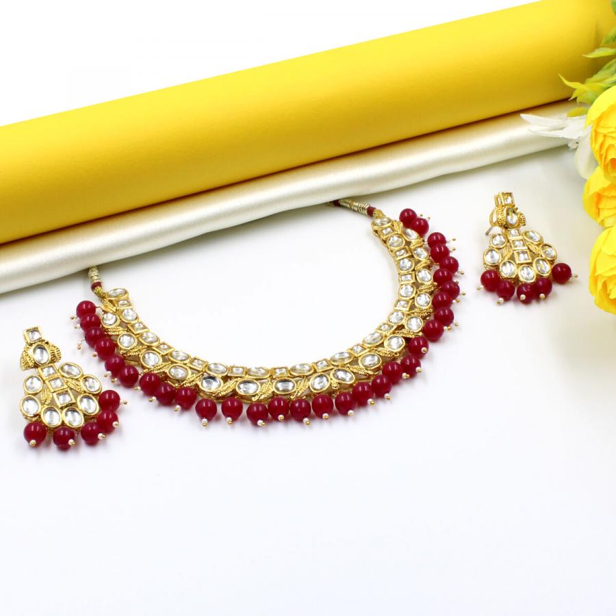 Orlenna Ethnic Kundan Crystal Beads Choker