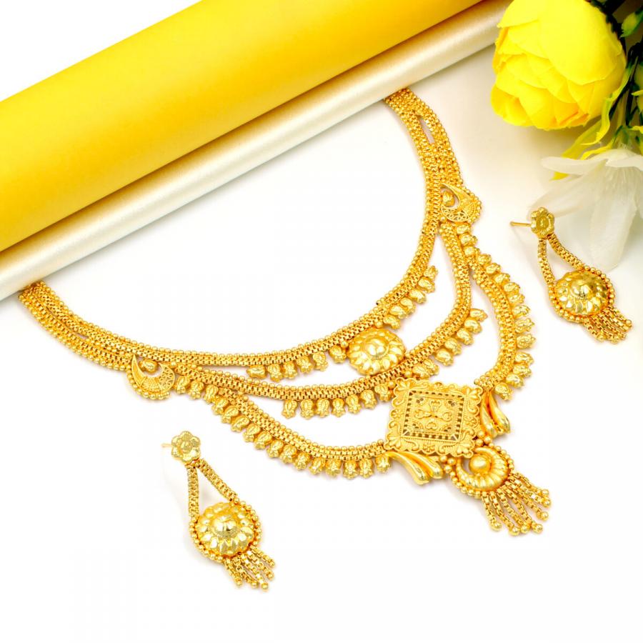 Ethnic Gold Plated Necklace Set Short