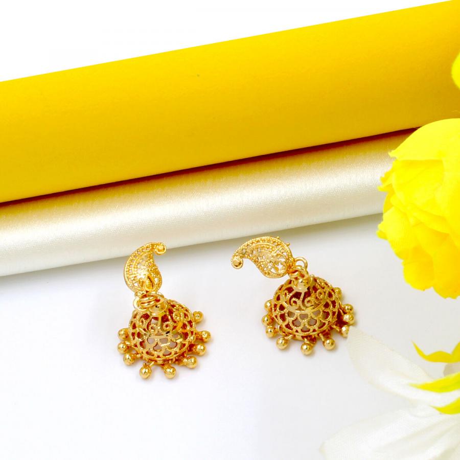 Orlenna Ethnic Gold Plated Earring Jhumkas