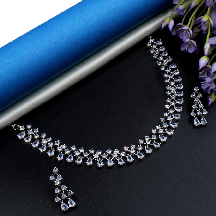 Orlenna Beautiful American Diamond Necklace Set