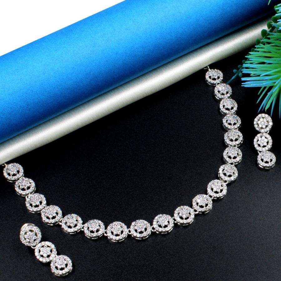 Orlenna Dazzle American Diamond Necklace Set