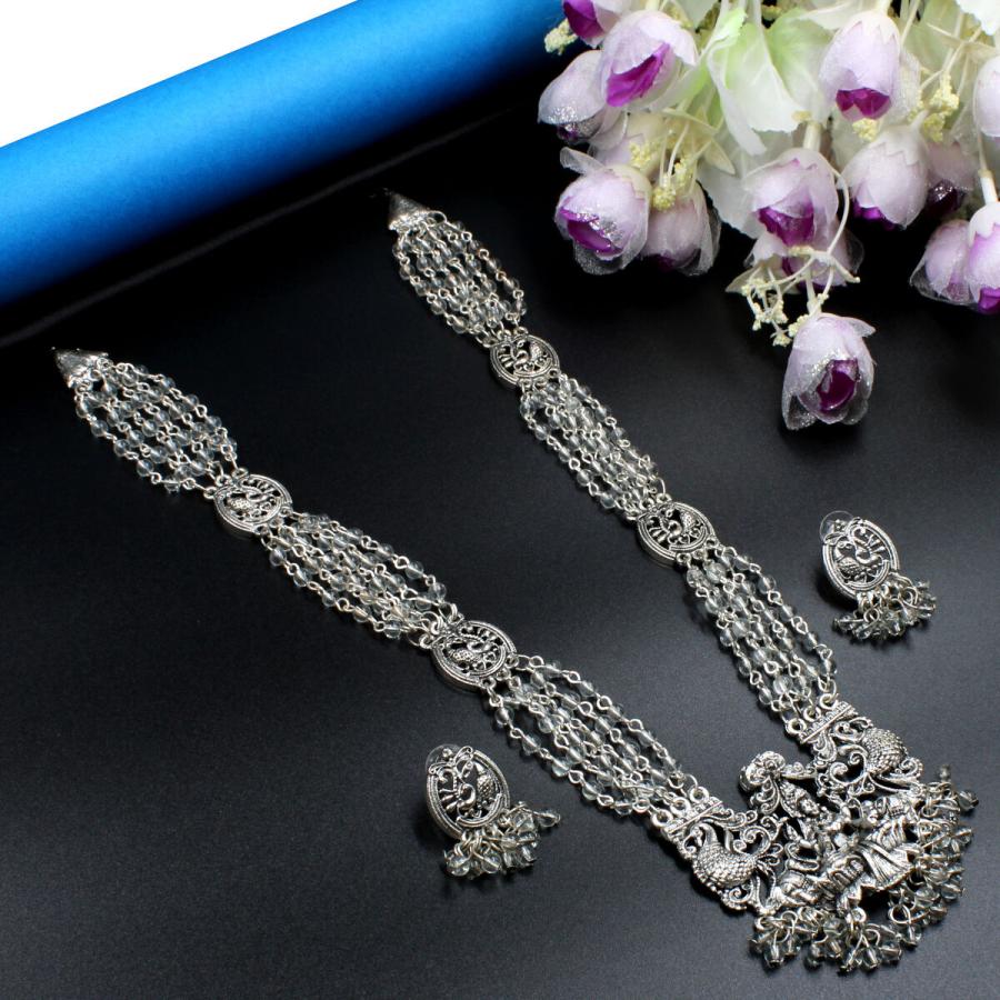 Banjaran Oxidized Pearl Necklace Set Long