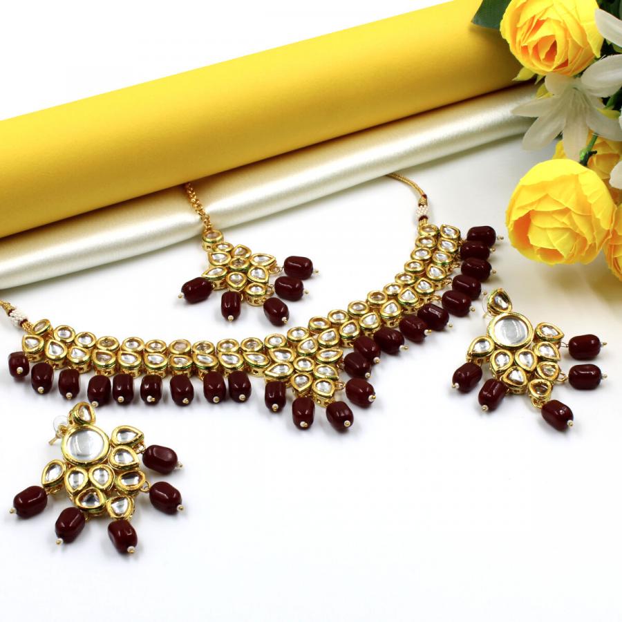 Orlenna Utsav Kundan Crystal Beads Choker