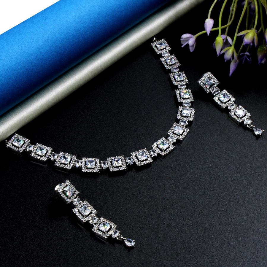 Orlenna Dazzling American Diamond Necklace Set