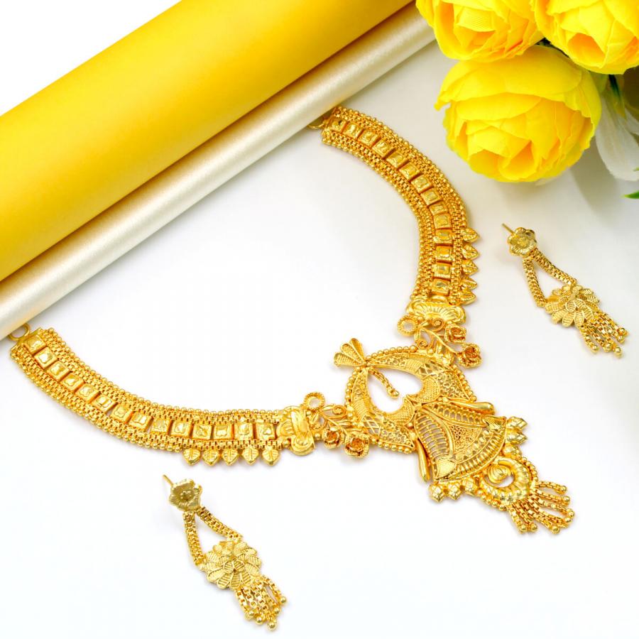 Orlenna Tyohar Gold Plated Necklace Set Short