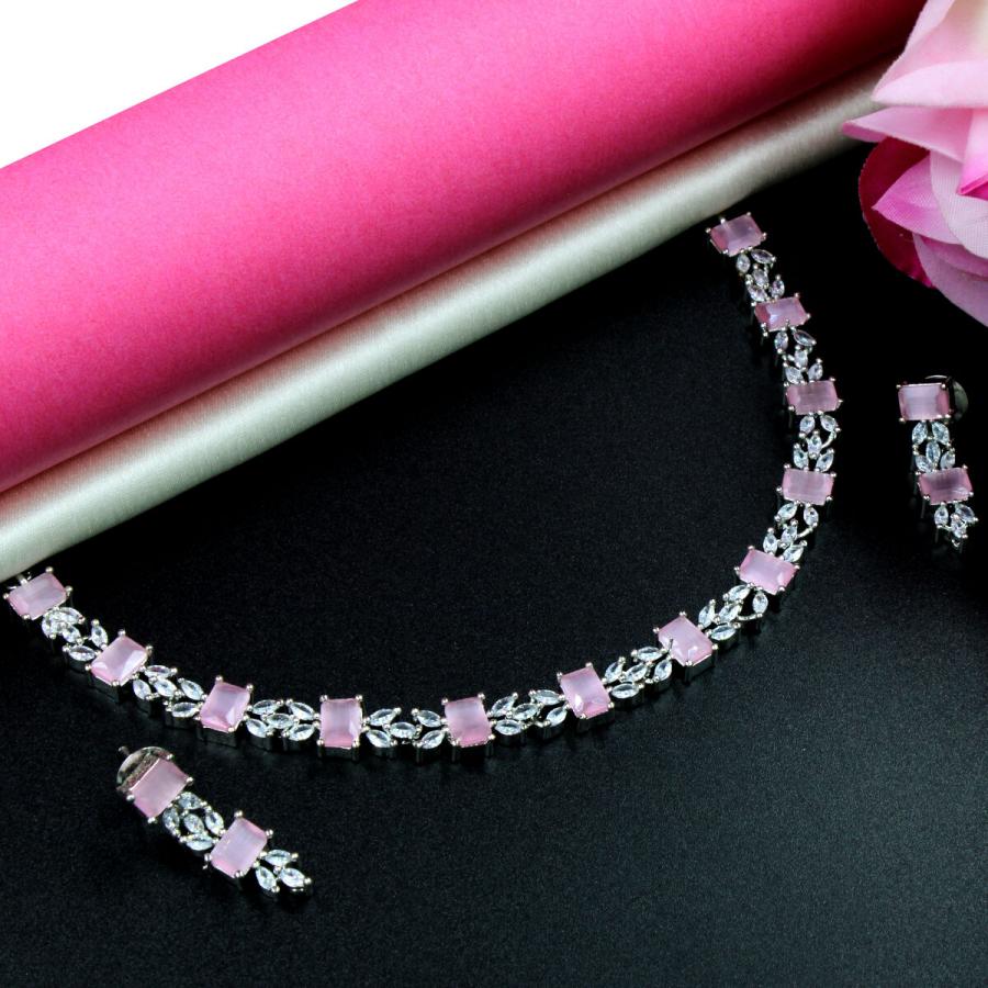 Orlenna Sparkling Necklace Set - American Diamond