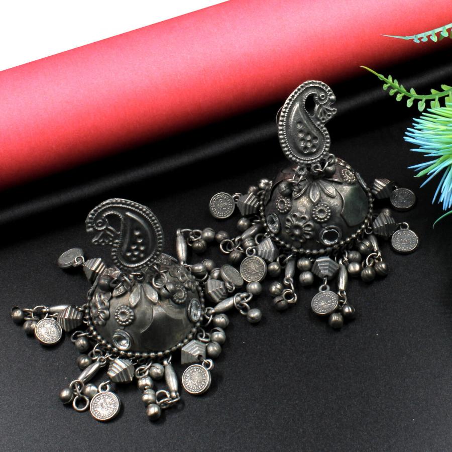 Orlenna Tribal Oxidized Earring Jhumka Set