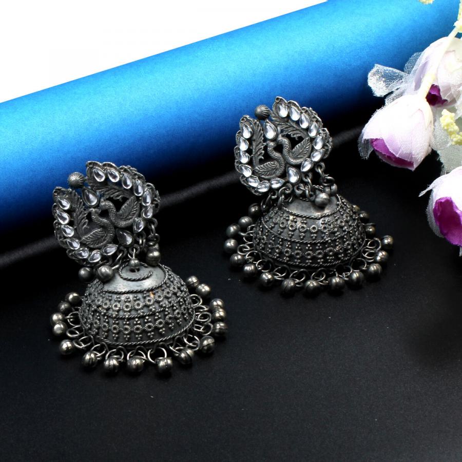 Elegant Oxidized Earring Jhumka Set