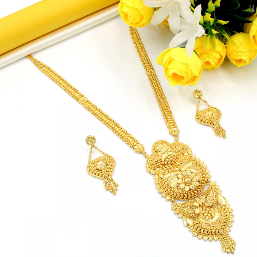 Orlenna Glamour Gold Plated Necklace Set Long