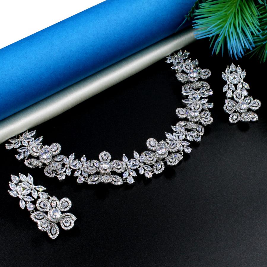 Orlenna Sparkling American Diamond Choker