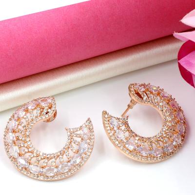 Orlenna Shine American Diamond Earrings - Rose Gold