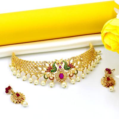 Beautifully Crafted Choker- American Diamond & Pearl