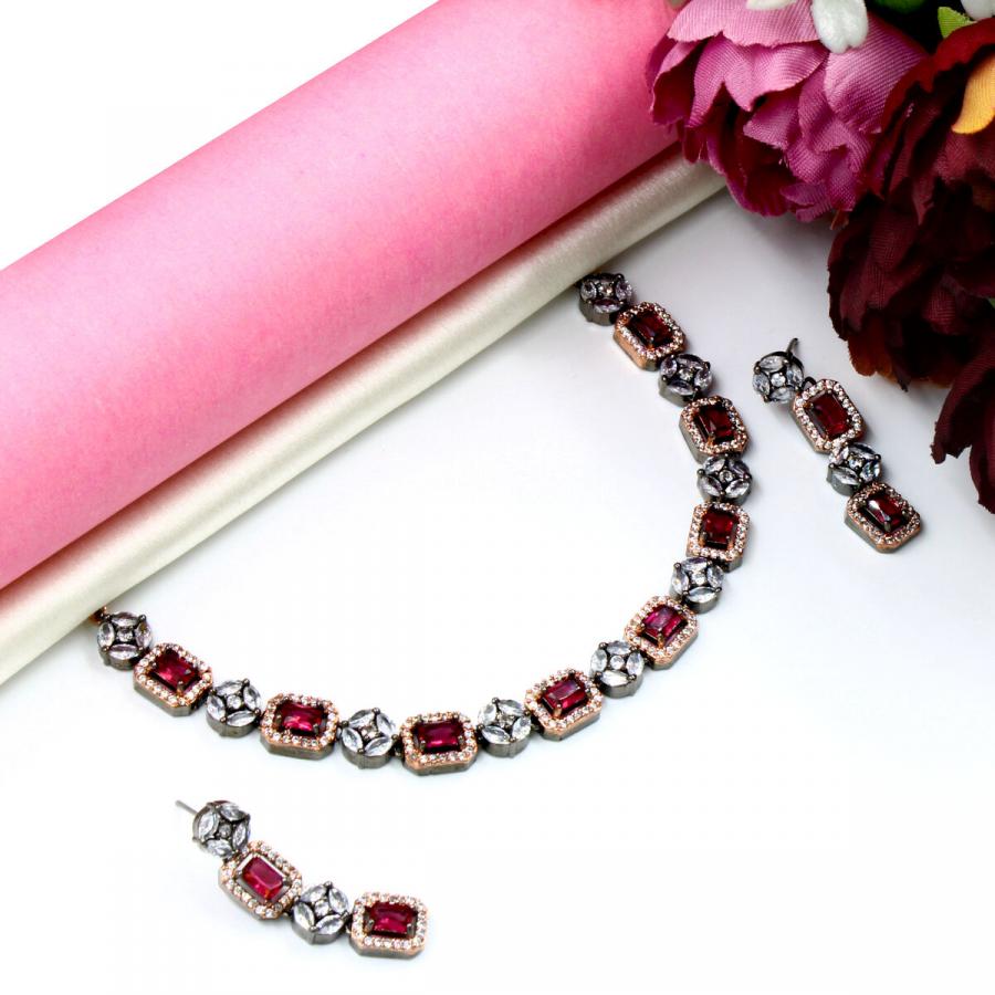 Orlenna Shine American Diamond Necklace Set