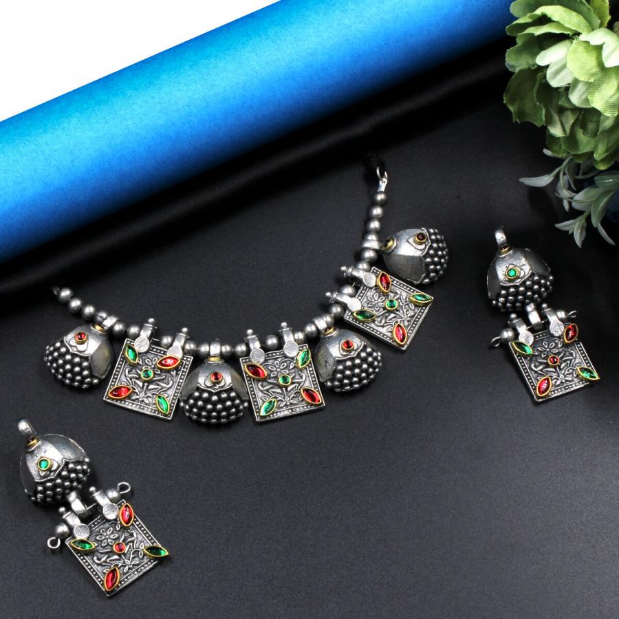 Orlenna Beautifully Crafted Oxidised Choker