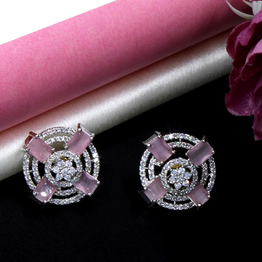 Orlenna Exclusive American Diamond Double Earring Set