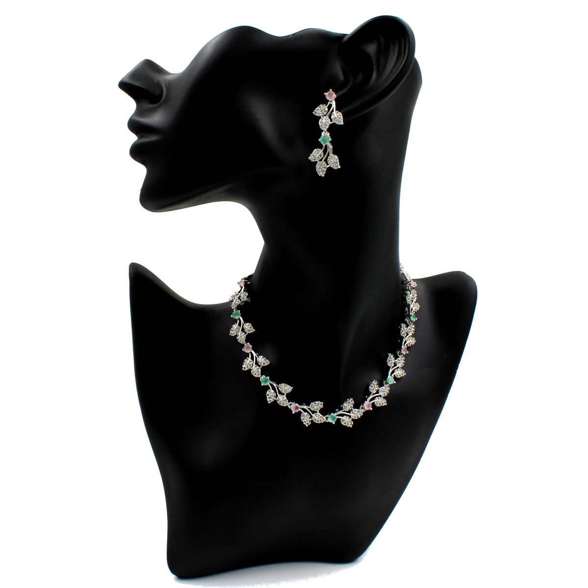 Multicolor vine American Diamond Necklace Set Short