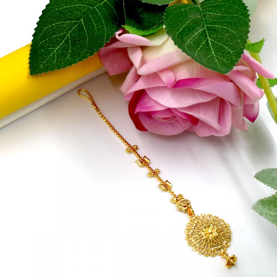 Ethnic Flower Gold Plated Mang Tika