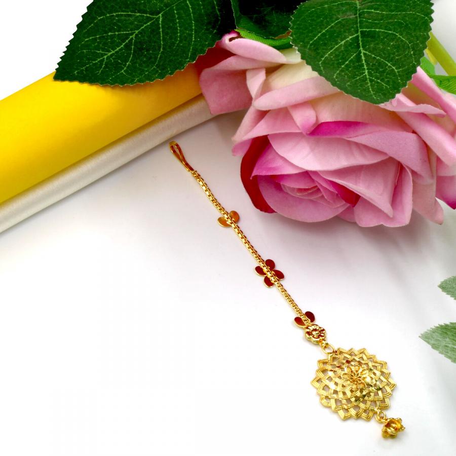 Flower Gold Plated Mang Tika