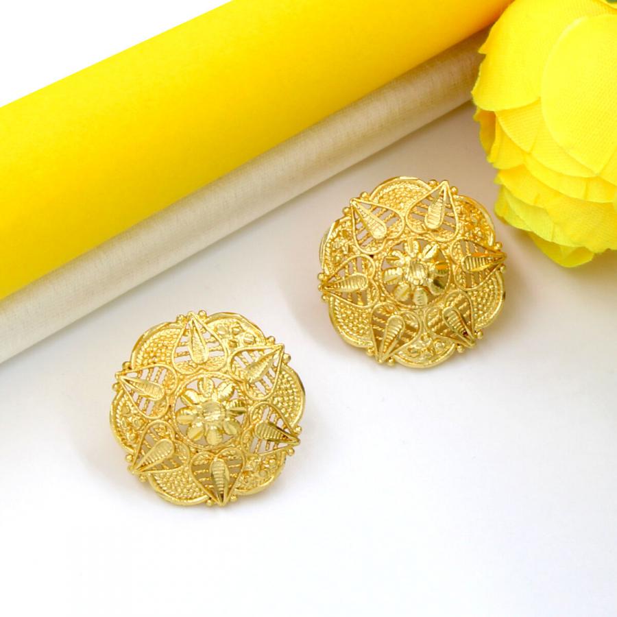 Big round traditional Gold Plated Earring Set