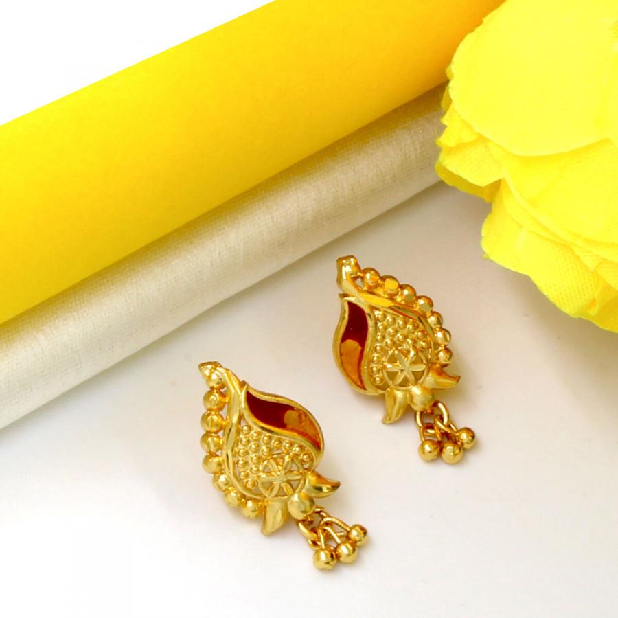 Meena decorated Gold Plated Earring Set